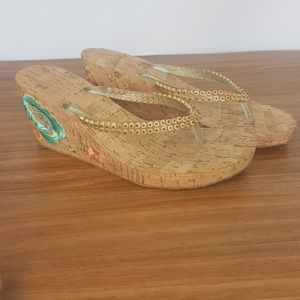 International Concepts wedge sandals embroidered